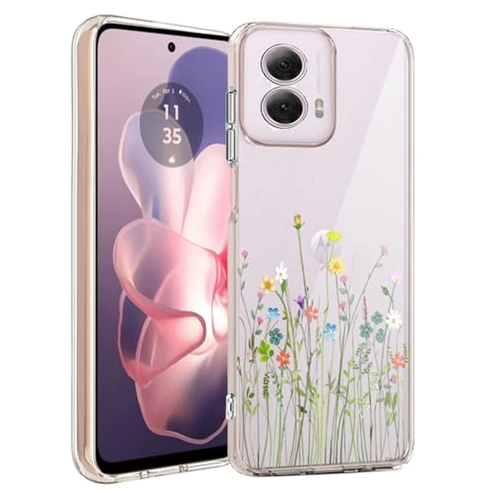 Unov Case Compatible with Motolora Moto g Power 5G 2024 Case Clear with Flower Floral Bouquet Girly Design Embossed Flower Pattern Soft TPU Bumper Slim Protective by Unov - Used - Very Good condition - CA$4.84