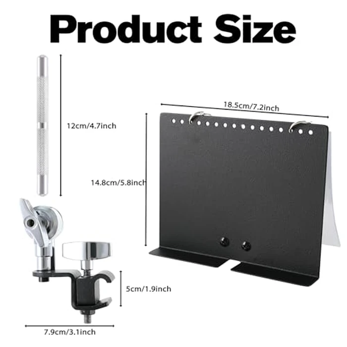 RANMING Drum Set Mounting Clamp Drum Hoop Mount Music Stand Clamp for Snare Drums and Toms Drum Set Clamp with Straight-Shaped Sheet Music Arm ,Drum Set Extension Mount for Percussion Instruments by RANMING - Image 2