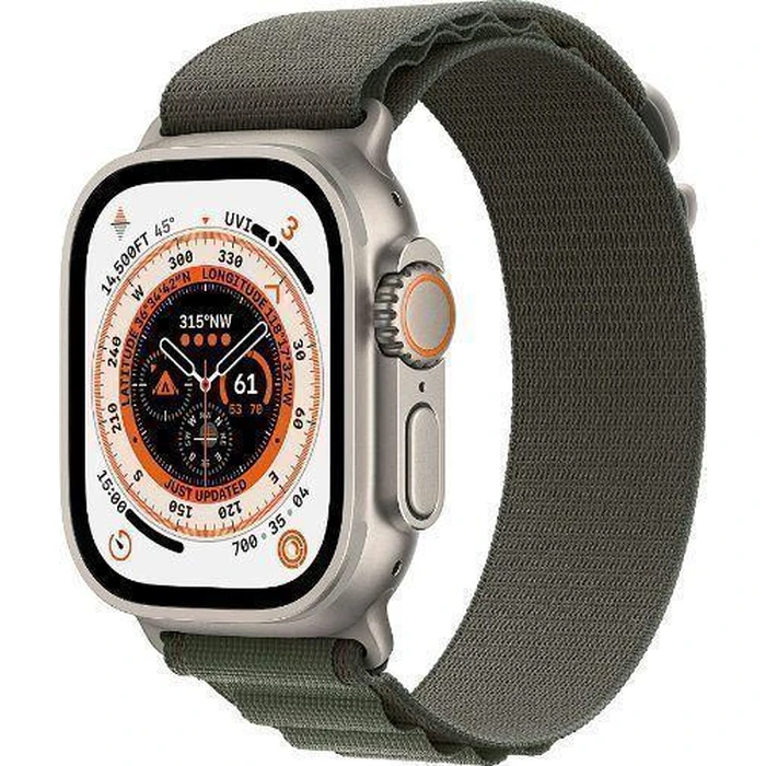Apple Watch Ultra (Cellular + GPS) - 32GB - 49mm - Titanium Titanium Case with Green Rubber Alpine Loop Band - Medium Size by Apple - Image 2
