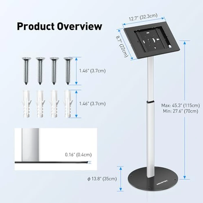 AboveTEK Anti Theft iPad Floor Stand, Robust Security Kiosk POS Tablet Stand, Height Adjustable Secure Holder Enclosure w/Lock and Key Mechanism for iPad/iPad Air/iPad Pro, Ideal for Retail Business by AboveTEK - Image 7