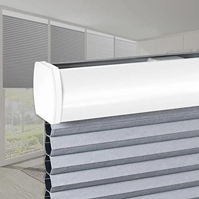SEEYE Cordless Cellular Shades, Blackout Honeycomb Blinds, Room Darkening Pleated Window Shades Pull Down Shades for Bedroom Nursery, 23" W x 64" H(58W x 163H cm), Grey and White by SEEYE - Image 1