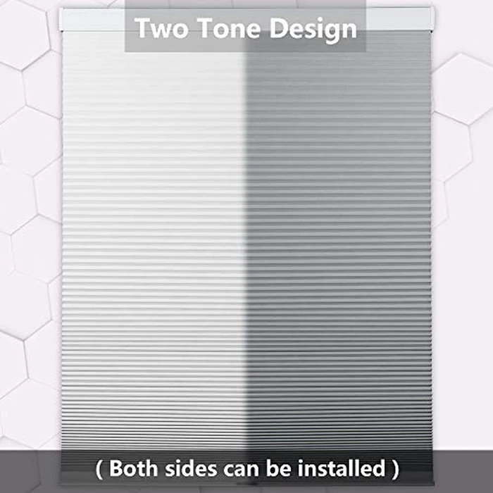 SEEYE Cordless Cellular Shades, Blackout Honeycomb Blinds, Room Darkening Pleated Window Shades Pull Down Shades for Bedroom Nursery, 23" W x 64" H(58W x 163H cm), Grey and White by SEEYE - Image 4