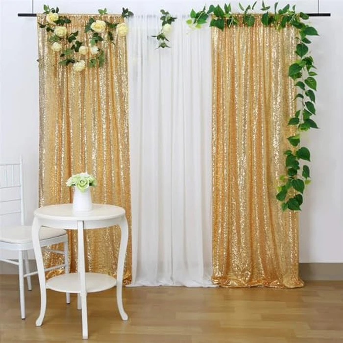 Gold Sequin Backdrop Curtains 4 Pieces 2ftx8ft Shimmer Wall Backdrop Glitter Fabric for Party Baby Shower Decor by Fanqisi - Image 5