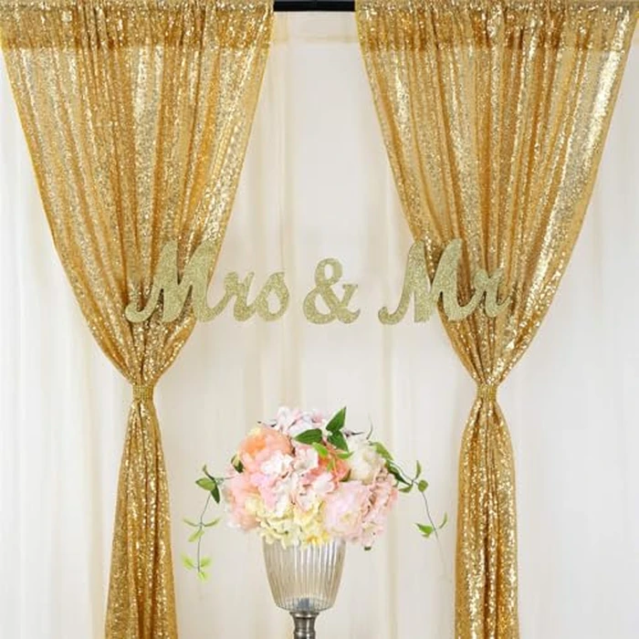 Gold Sequin Backdrop Curtains 4 Pieces 2ftx8ft Shimmer Wall Backdrop Glitter Fabric for Party Baby Shower Decor by Fanqisi - Image 7