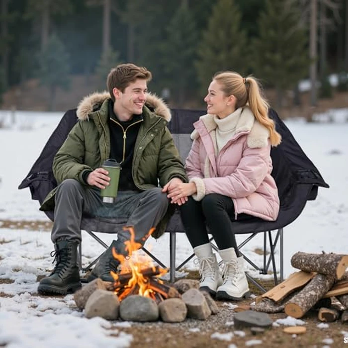 Huskfirm Heated Double Camping Chair, Heated Camping Chair with 3 Adjustable Temperatures and 4 Heating Zones,Portable Heated Chairs Outdoor Sports Support 650lbs（Battery Not Included） by Huskfirm - Image 2