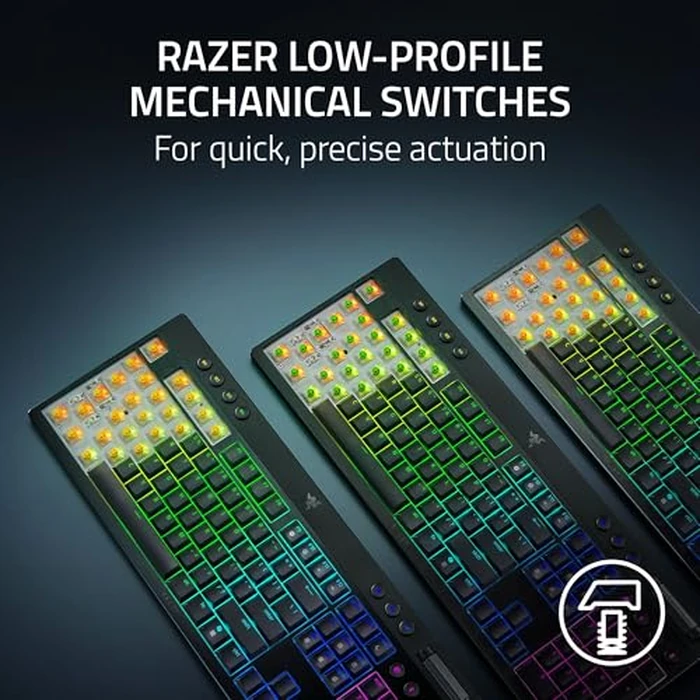Razer BlackWidow V4 Low Profile HyperSpeed Wireless Gaming Keyboard: Yellow Mechanical Switches - 2.4GHz Wireless & Bluetooth - Multi-Function Roller - 11 Control Buttons - Long Battery Life by Razer - Image 2