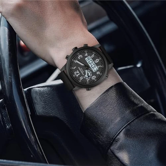 PINIDOUS Men Watches for Men's Military Digital Watches Analog Quartz Waterproof Watch Sport Outdoor Multifunctional Stainless Steel Classic Stylish Fashion Casual Business Wristwatch by PINIDOUS - Image 5