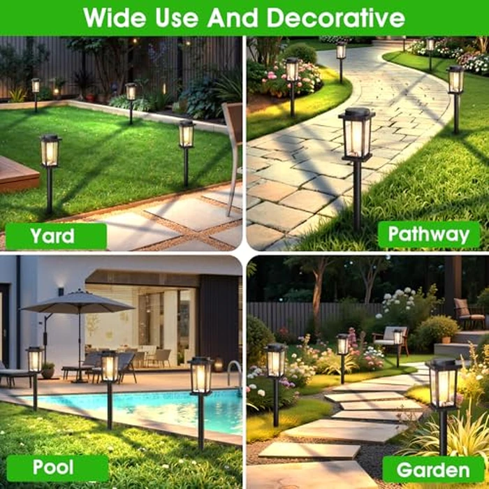 Melunar Solar Pathway Lights Outdoor, 8 Pack Solar Powered Garden Lights Waterproof, Auto On/Off Outdoor Landscape Lights for Patio, Walkway, Driveway, Lawn, Pool Decor. (Warm White) by Melunar - Image 4