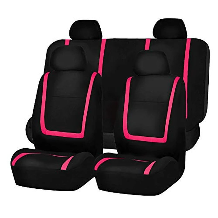 FH Group Car Seat Covers Full Set Cloth - Universal Fit Washable Automotive Seat Covers, Low Back Front Seat Covers, Solid Back Seat Cover for SUV, Sedan and Van Pink by FH Group - Used - Like New condition