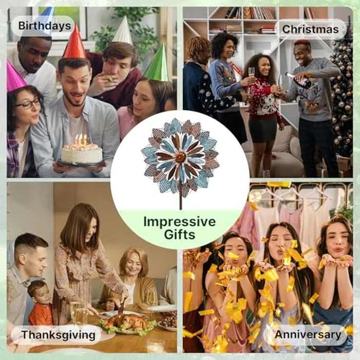 Wind Spinners Outdoor, 84" Large Metal Kinetic Wind Sculptures for Garden, Classic Yard Art with 2 Piece Welcome Flag Decoration by A ANLEOLIFE - Image 7