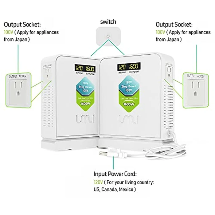 120V to 100V Voltage Converter 1600watts Step Down toroidal Voltage Converter for Japan appliances Used in US［CE, CQC Certified］ by UMI - Image 3