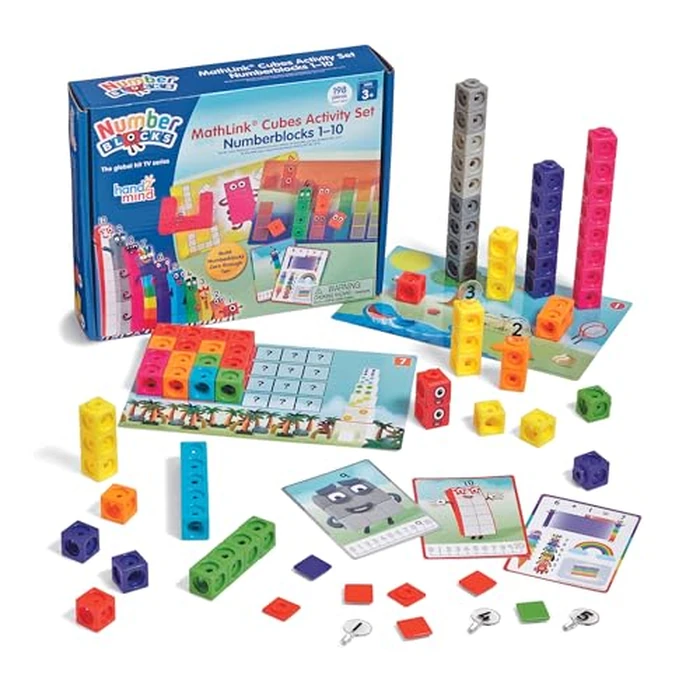 hand2mind MathLink Cubes Numberblocks 1-10 Activity Set, 30 Preschool Learning Activities, Counting Blocks, Linking Cubes, Educational Toys for Kids, Number Games, Math Manipulatives Kindergarten by hand2mind - Used - Like New condition - US$18.97