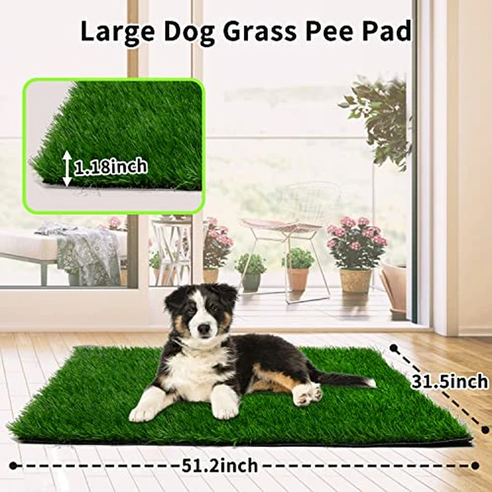 Grass Pad for Dogs 51.2 x 31.5 inches - Strong Absorbency Soft Artificial Grass for Pets Potty Training - Easy to Clean - for Dog Indoor Outdoor Use (1 Pack) by PICK FOR LIFE - Image 2