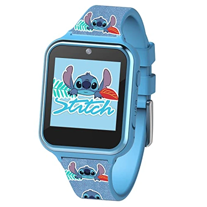 Disney Stitch Kids Smart Watch with 10 Customizable Faces, Camera, Voice Recorder, Calculator, and Step Counter - Touchscreen Interactive Watch for Kids - Blue Silicone Strap by Accutime - Image 4