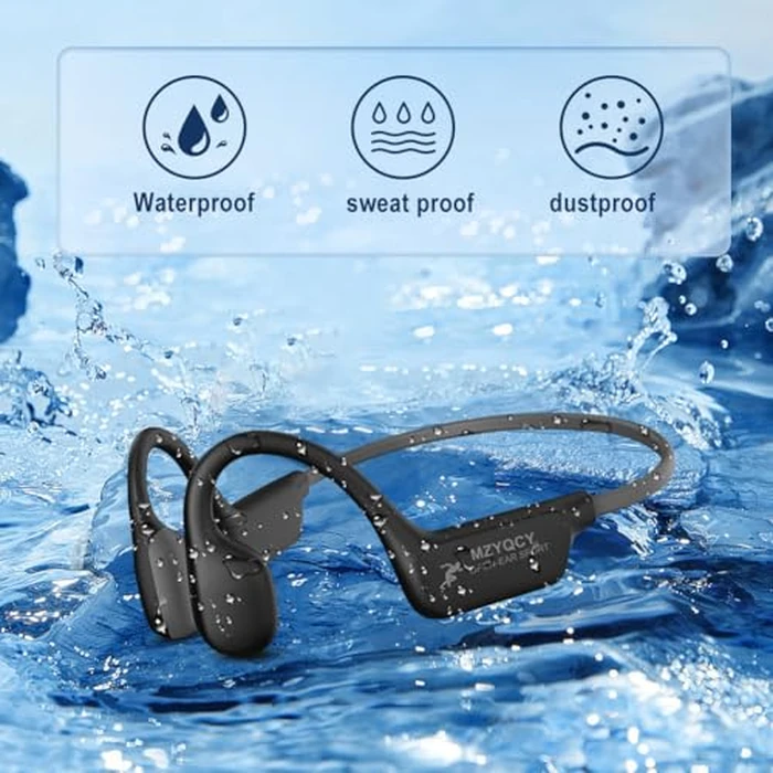 MZYQCY Bone Conduction Headphones,Open Ear Wireless Bluetooth 5.4 Headphones with Mic，IPX6 Waterproof Sport Bluetooth Headset，15H Playback， for Running，Cycling，Walking,Outdoor (Black) by MZYQCY - Image 4
