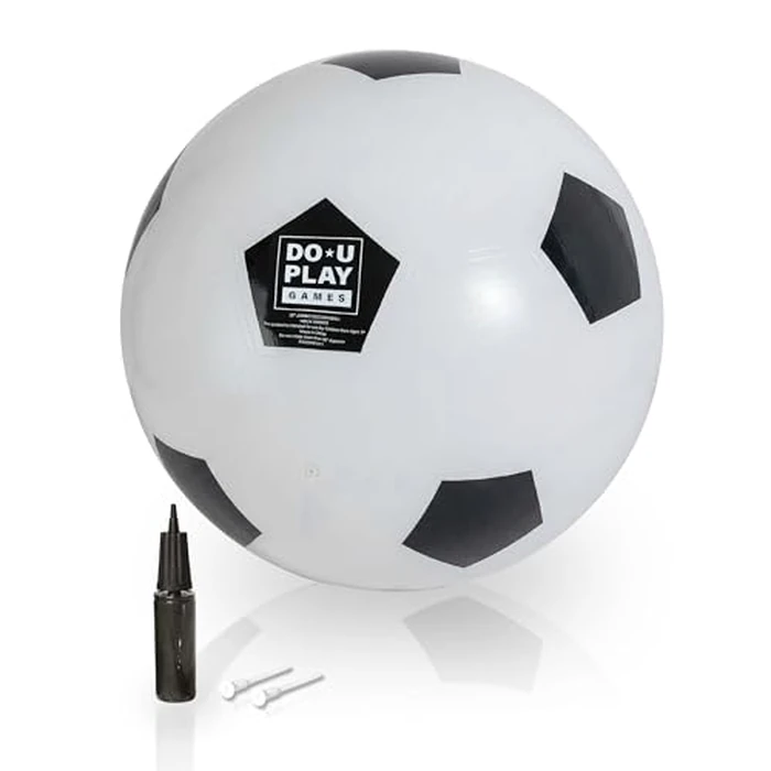 DO-U-Play Games Jumbo Soccer Ball, 30 Inch Diameter, Superior Rubber Durable Heavy-Duty Material - Indoor-Outdoor Large Inflatable Ball for the Backyard, Beach, Parties, and Park - Includes Hand Pump by DO U PLAY - Used - Like New condition - US$32.48