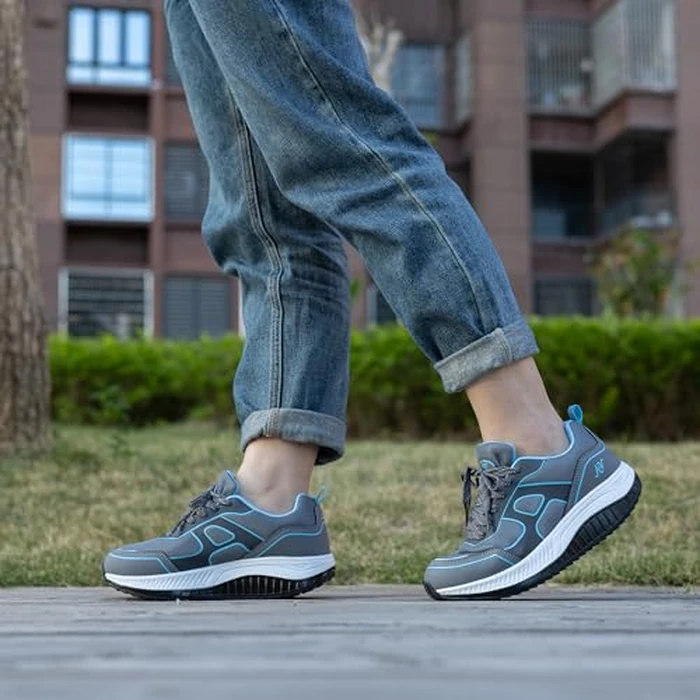 N BESUNEW Women's Wide Walking Shoes Orthotic Arch Support Plantar Fasciitis Sneakers | Wide Toe Box, Non-Slip, Breathable | Pain Relief for Flat Feet, Bunions & Standing All Day Greyblue Size 8 by N BESUNEW - Image 2