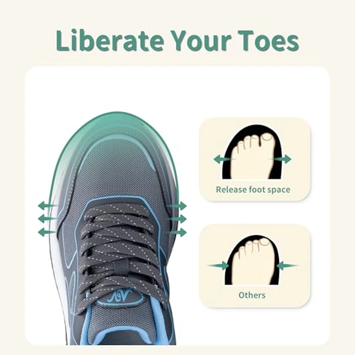 N BESUNEW Women's Wide Walking Shoes Orthotic Arch Support Plantar Fasciitis Sneakers | Wide Toe Box, Non-Slip, Breathable | Pain Relief for Flat Feet, Bunions & Standing All Day Greyblue Size 8 by N BESUNEW - Image 3