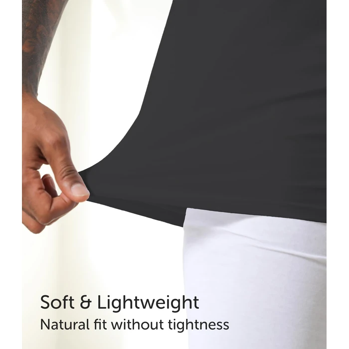 Comfneat Men's 4-Pack Undershirts 100% Cotton Comfy V-Neck T-Shirts (Black 4-Pack, L) by Comfneat - Image 2