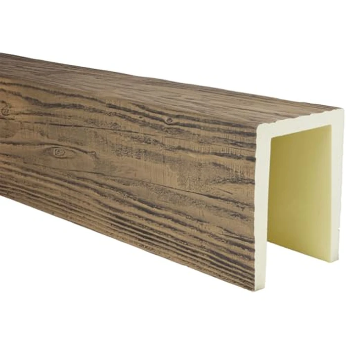 Heritage Timber MENA Faux Wood Beam, 3-Sided (U-Beam), 3 1/2"W x 3 1/2"H x 72"L, Smokey Brown Finish by Ekena Millwork - Image 7