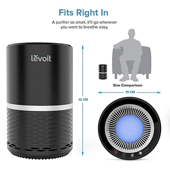Levoit Air Purifiers for Bedroom Home, Purificateur d'air for Allergies Smoke Odor Dust Pollen, Air Filter Cleaner with 3 Speed Fan and Night Light, Quiet Operation, LV-H132 Black by Levoit - Image 9