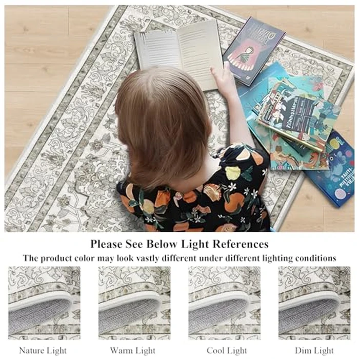 U'Artlines 2' x 6' Boho Hallway Runner Rug Vintage Farmhouse Non Slip Soft Washable Accent Runner Carpet for Kitchen, Entryway, Laundry, Living Room(Grey Taupe) by U'Artlines - Image 7