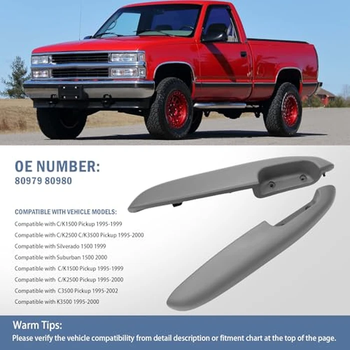 Kaloeou 80979 80980 Front Door Arm Rests Fit for Suburban Silverado Sierra C/K-Series 1995-2002, Driver and Passenger Side, Manual Window Model Light Grey 15999135, 15999136 Easy to Install by Kaloeou - Image 5