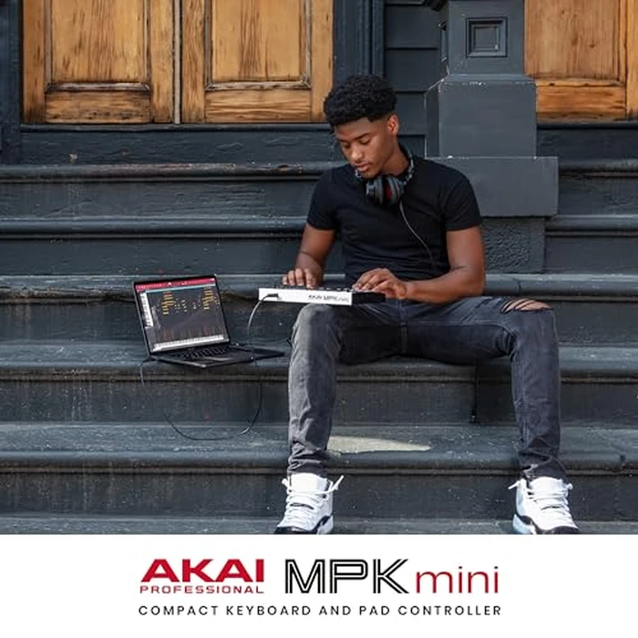 Akai Professional MPK Mini MK3 25 Key USB MIDI Keyboard Controller With 8 Backlit Drum Pads, 8 Knobs, Music Production Software and Native Instruments Sound Package (NKS Integration), White by Akai Professional - Image 9