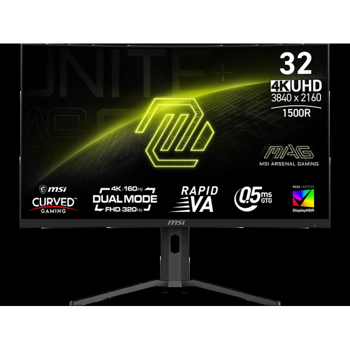 MSI 32" (31.5" viewable) DUAL MODE UHD 4K 160Hz Full HD 320Hz FreeSync Premium 0.5ms HDR400 DCI-P3 97% USB-C AI Vision Curved Gaming Computer Monitor by MSI - Open Boxproduct Type condition - US$305.00