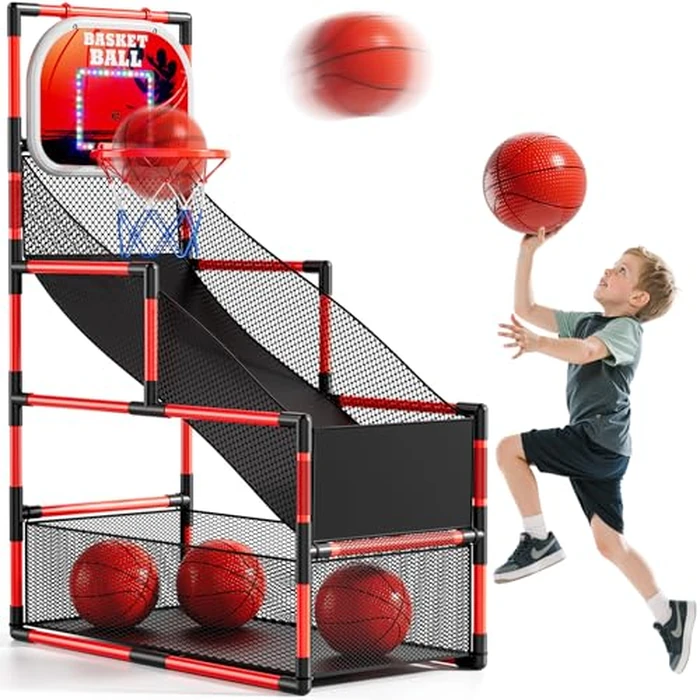 NIPLOOOW Arcade Basketball Game Set for Kids 3-12 Years Old, Kids Basketball Hoop with 4 Balls & Pump, Indoor Outdoor Sports Play Toys, Basketball Games Toys, for Boys Girls Teens by NIPLOOOW - Used - Very Good condition