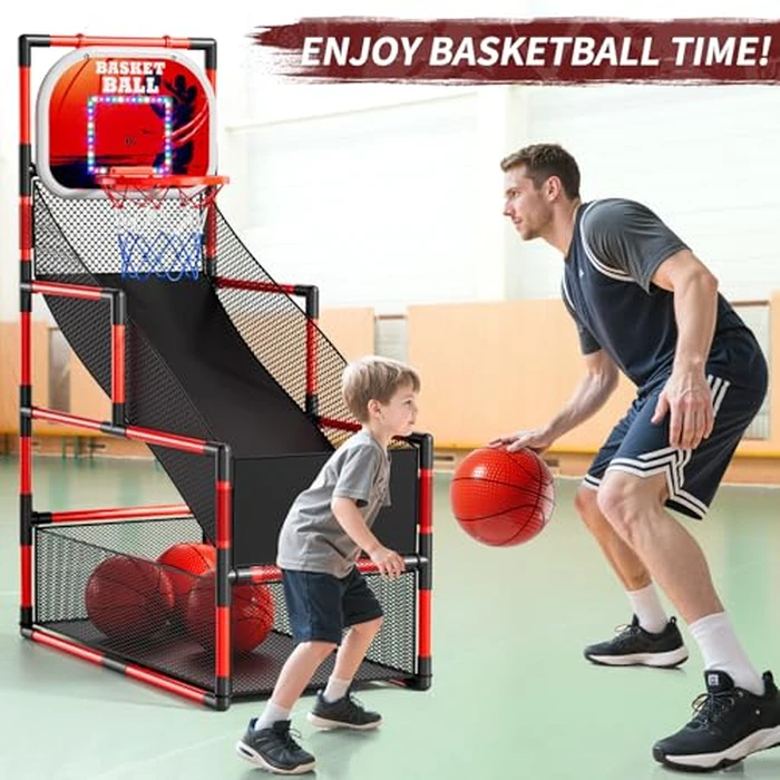 NIPLOOOW Arcade Basketball Game Set for Kids 3-12 Years Old, Kids Basketball Hoop with 4 Balls & Pump, Indoor Outdoor Sports Play Toys, Basketball Games Toys, for Boys Girls Teens by NIPLOOOW - Image 2