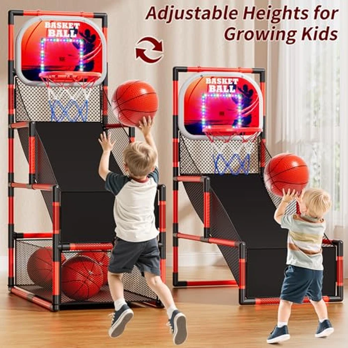 NIPLOOOW Arcade Basketball Game Set for Kids 3-12 Years Old, Kids Basketball Hoop with 4 Balls & Pump, Indoor Outdoor Sports Play Toys, Basketball Games Toys, for Boys Girls Teens by NIPLOOOW - Image 4