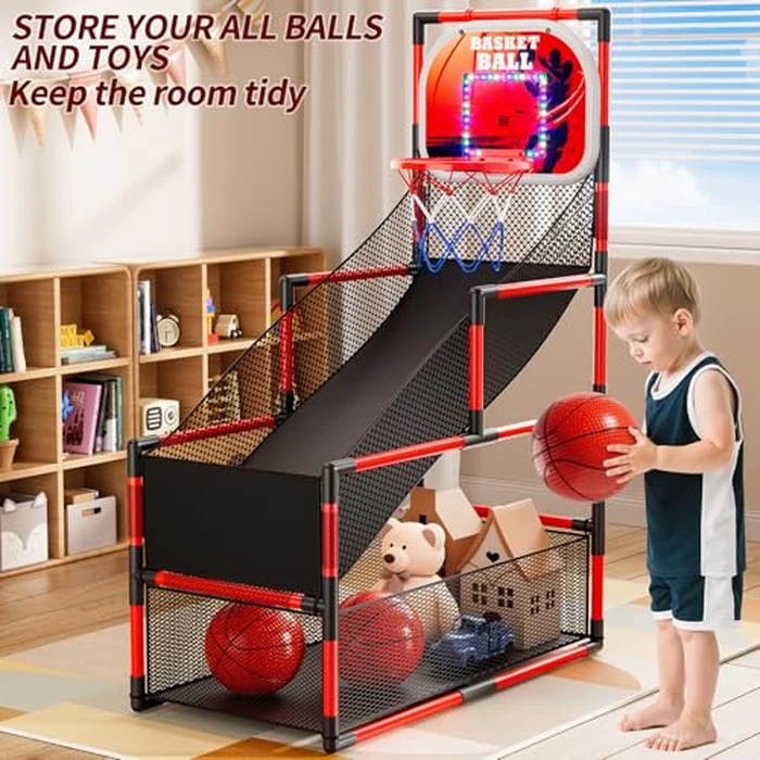 NIPLOOOW Arcade Basketball Game Set for Kids 3-12 Years Old, Kids Basketball Hoop with 4 Balls & Pump, Indoor Outdoor Sports Play Toys, Basketball Games Toys, for Boys Girls Teens by NIPLOOOW - Image 5