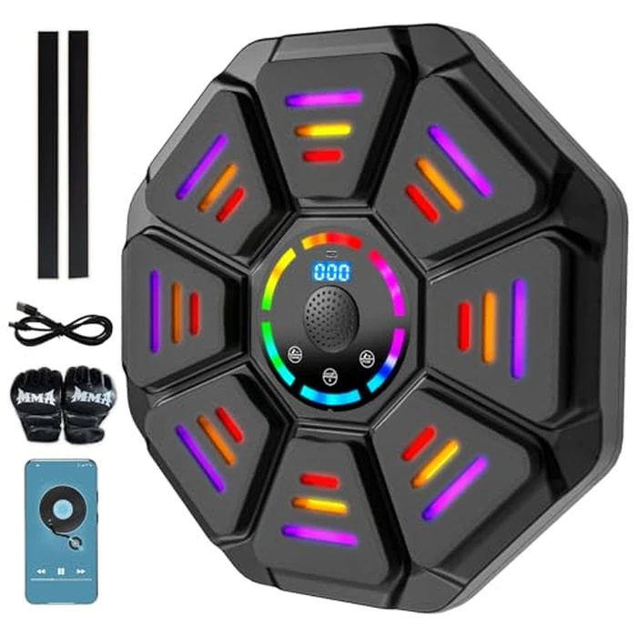 8 Targets Music Boxing Machine, Punching Machine with 11 Modes and 9 Speeds, Wall Mounted Boxing Machine Boxing Equipment (with Back Sticker) by FOOING - Image 1