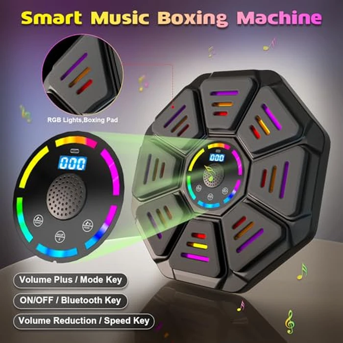 8 Targets Music Boxing Machine, Punching Machine with 11 Modes and 9 Speeds, Wall Mounted Boxing Machine Boxing Equipment (with Back Sticker) by FOOING - Image 4