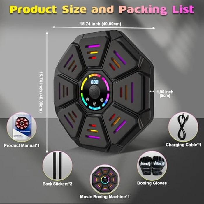 8 Targets Music Boxing Machine, Punching Machine with 11 Modes and 9 Speeds, Wall Mounted Boxing Machine Boxing Equipment (with Back Sticker) by FOOING - Image 6