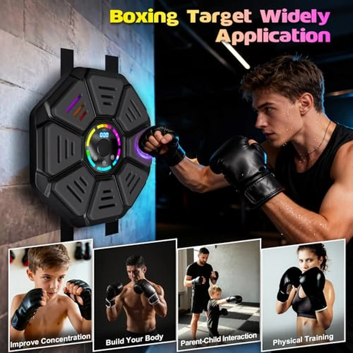 8 Targets Music Boxing Machine, Punching Machine with 11 Modes and 9 Speeds, Wall Mounted Boxing Machine Boxing Equipment (with Back Sticker) by FOOING - Image 7
