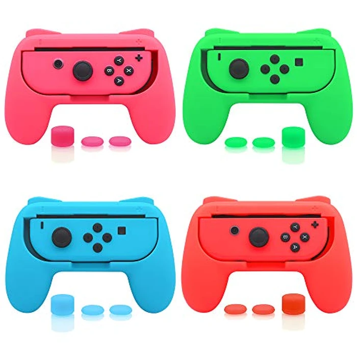 FASTSNAIL 4 Pack Grips Compatible with Nintendo Switch/OLED Joy-Con, Switch Controller Wear-Resistant Grip with 12 Thumb Grips, Controller Holder for Switch Joycon Animal Crossing by FASTSNAIL - Used - Like New condition - CA$22.12