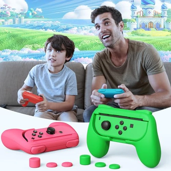 FASTSNAIL 4 Pack Grips Compatible with Nintendo Switch/OLED Joy-Con, Switch Controller Wear-Resistant Grip with 12 Thumb Grips, Controller Holder for Switch Joycon Animal Crossing by FASTSNAIL - Image 7