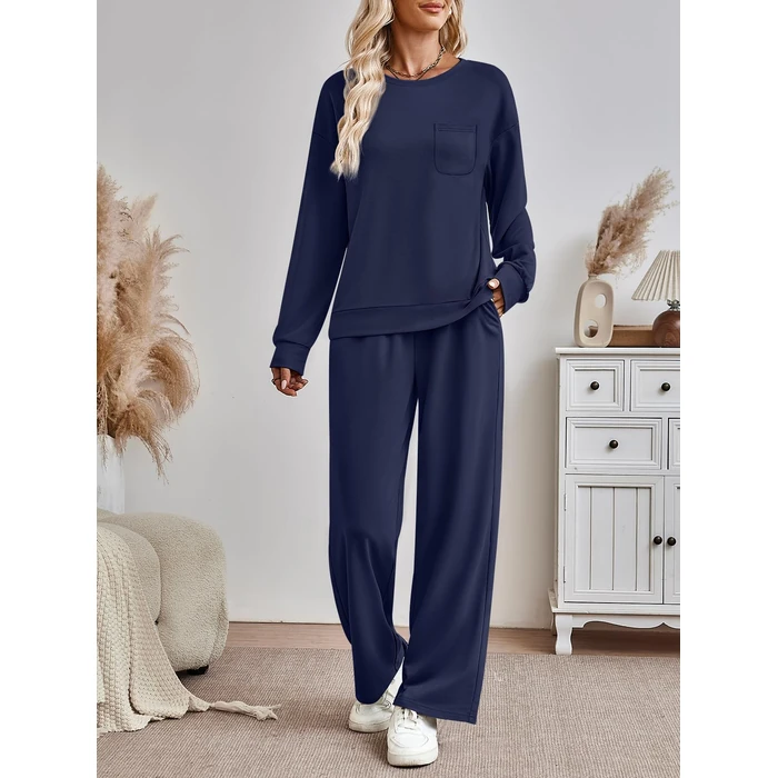 AUTOMET Womens Sweatsuits 2 Piece Lounge Matching Outfits Sweat Sets Tracksuit Travel Sweatshirts Fall Fashion Clothes 2026 Comfy Loungewear Pajamas Soft Pjs Navy M by AUTOMET - Image 5