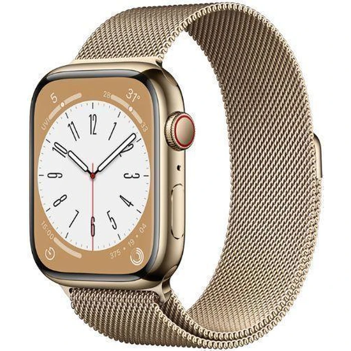 Apple Watch Series 8 (Cellular + GPS) - 32GB - 41mm - Gold Stainless Steel Case with Gold Stainless Steel Milanese Loop Band by Apple - Image 2