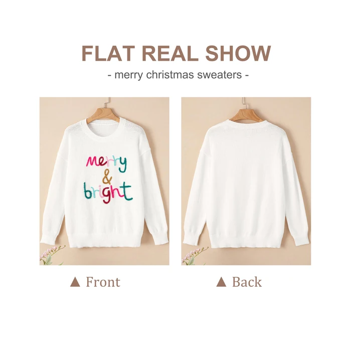 SELINK Women's Valentines Sweater Crew Neck XOXO Heart Print Casual Long Sleeve Pullover Tops Sweaters Black Merry Bright-S by SELINK - Image 4