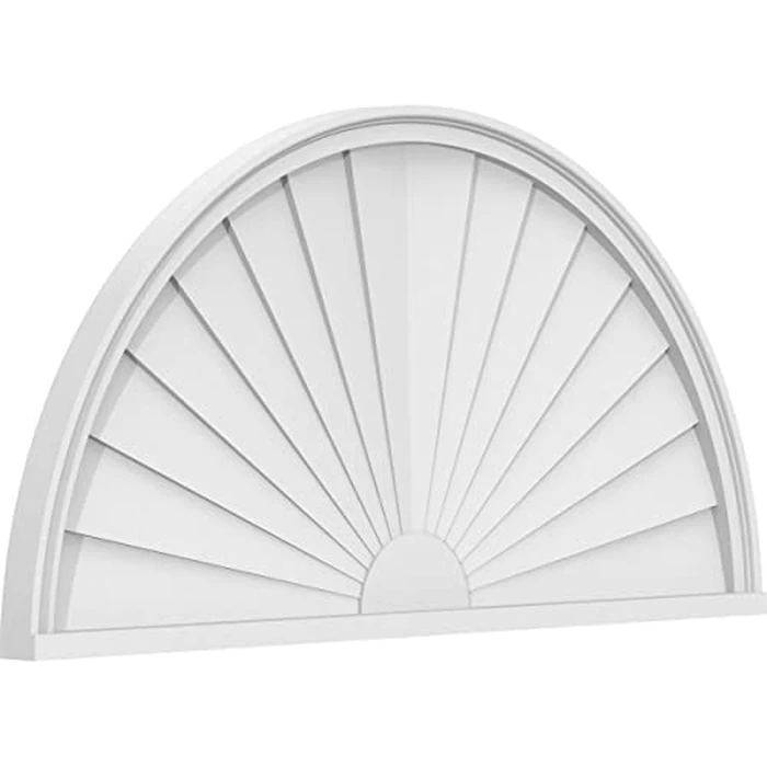 44"W x 22"H x 2"P Half Round Sunburst Architectural Grade PVC Pediment by Ekena Millwork - Used - Very Good condition - US$44.34