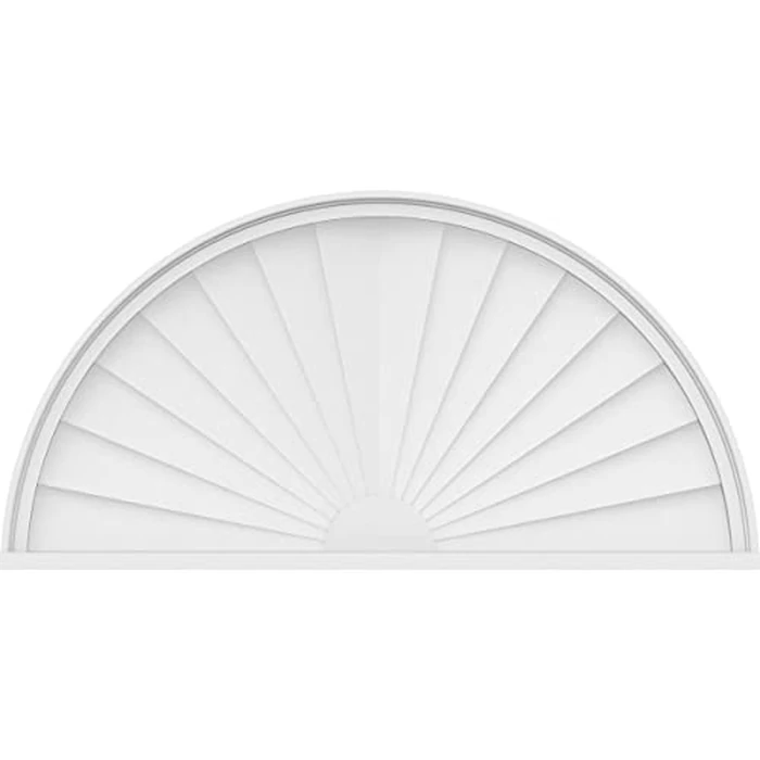 44"W x 22"H x 2"P Half Round Sunburst Architectural Grade PVC Pediment by Ekena Millwork - Image 3