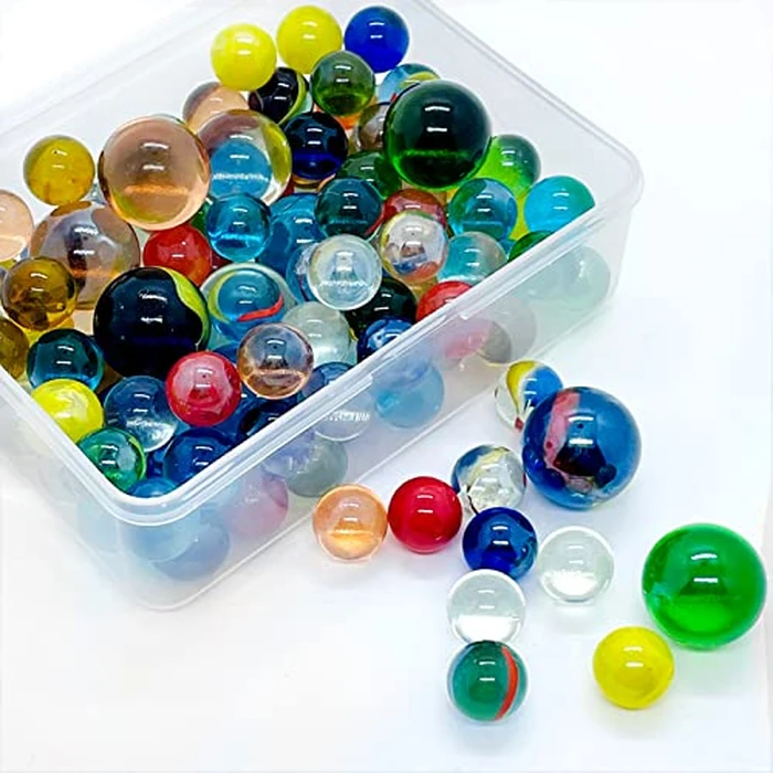 110 PCS Colorful Glass Marbles Set for Marble Games, Marbles Bulk for 6+ Yrs Old Boys Girls Kids Marble Games Party Favor Toys DIY Home Decor by SAIBURAZ - Used - Good condition - CA$16.22