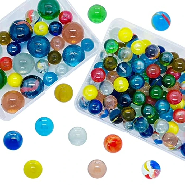 110 PCS Colorful Glass Marbles Set for Marble Games, Marbles Bulk for 6+ Yrs Old Boys Girls Kids Marble Games Party Favor Toys DIY Home Decor by SAIBURAZ - Image 6
