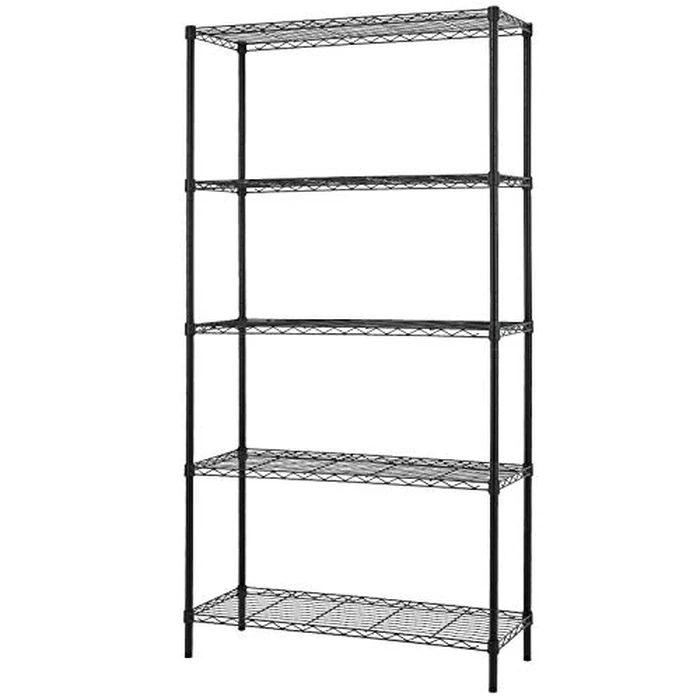 FDW 14" D x 36" W x 72" H 5-Shelf Wire Shelving Adjustable Metal Shelf Large Storage Shelves Heavy Duty Height Commercial Grade Steel Layer Shelf 1250 LBS Capacity,Black by FDW - Used - Very Good condition - US$51.00