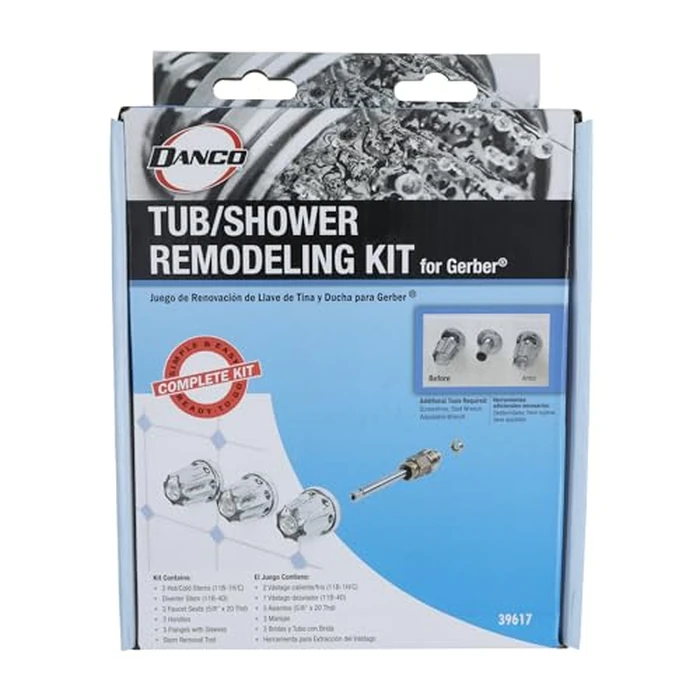 DANCO Bathtub and Shower 3-Handle Remodel/Rebuild Trim Kit for Gerber Faucets | Knob Handle | 11B-1H, 11B-1C, 11B-4D | Chrome (39617) by Danco - Image 8