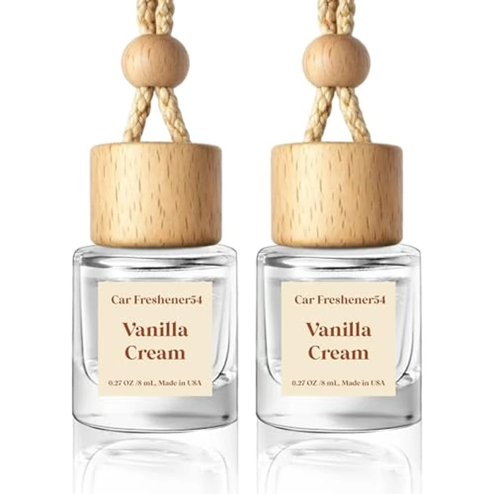 HoogaLife Car Air Freshener Diffuser 2 Pack Hanging Air Freshener Diffuser - Vanilla Cream Fragrance Oil Air D iffuser for Car, 45+ days Long Lasting Fragrance Made in USA C ar Air Fresheners (V54) by HoogaLife - Used - Like New condition - US$8.41