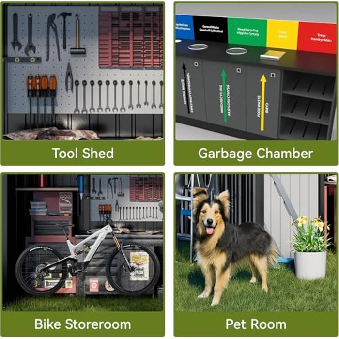 COMHOMA Shed Outdoor Storage Shed Metal,Lockable Doors Tool Sheds with Sloping Roof,Steel Garden Shed with Air Vent for Backyard,Patio,Lawn,Poolside(Grey,6'x4') by COMHOMA - Image 4